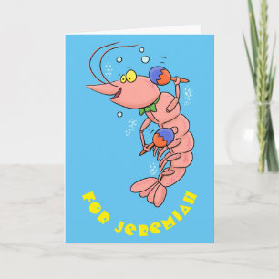 Carte Cute happy shrimp, dessin animé de crevettes