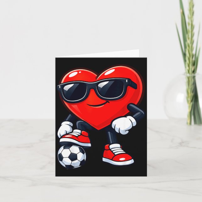 Carte Cute Heart Playing Soccer Valentines Day Soccer Bo (Devant)