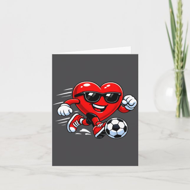 Carte Cute Heart Playing Soccer Valentines Day Soccer Bo (Devant)