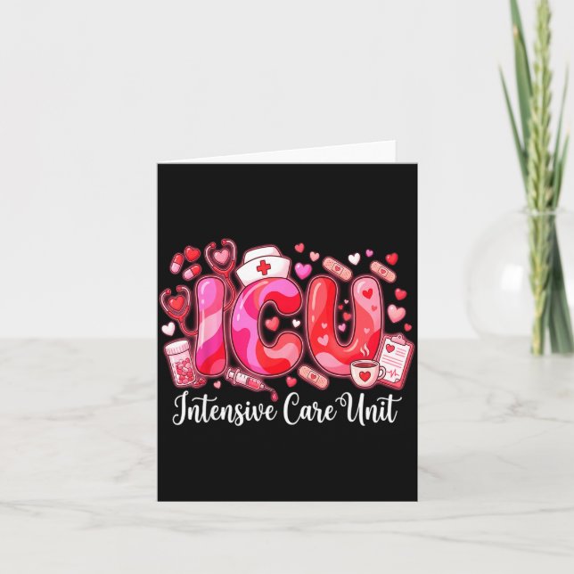 Carte Cute Hearts Icu Valentine Nurse Valentines Day Shi (Devant)