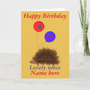 Carte Cute hérisson niece Annithday ajouter nom âge