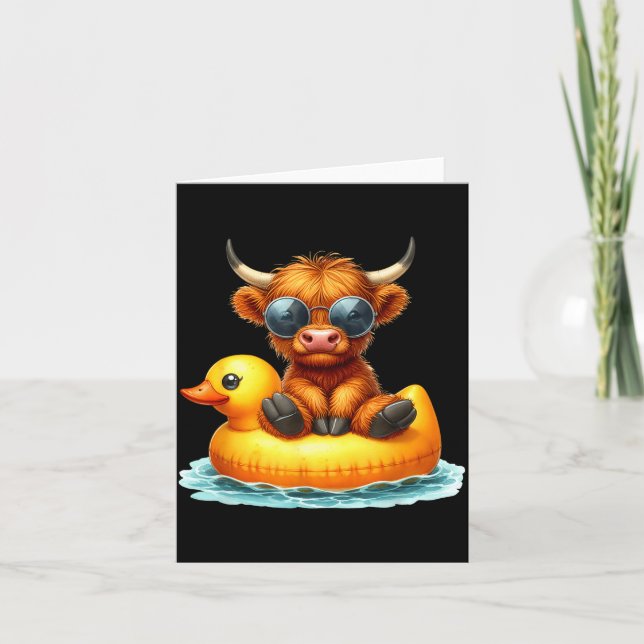 Carte Cute Highland Cow Duck Ol Float Summer Vibes Swimm (Devant)