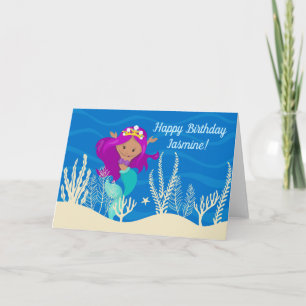 Carte Cute Hispanique Sirène Anniversaire Fille Enfants 