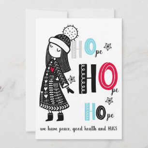 Carte Cute HOpe for Peace Hugs Noël 2020 Moderne