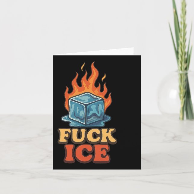 Carte Cute Ice Cube Sur Le Feu Manifestation De Glace Dé (Devant)