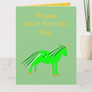 Carte Cute Irlandais Green et or Unicorn Custom