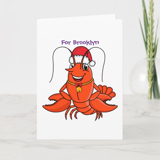 Carte Cute joyeux homard portant le dessin du casquette  (Devant)