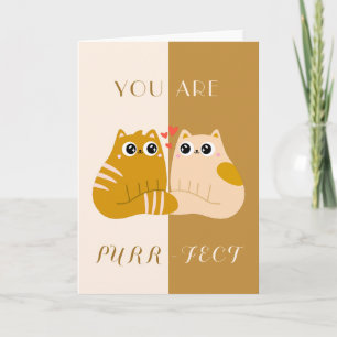 Carte Cute Kawaii Chats en amour Valentine's Day Pun Cre