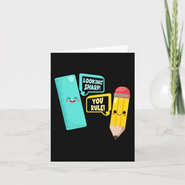 Carte Cute Kawaii Fournitures Scolaires Pun Bienvenue À  (Devant)