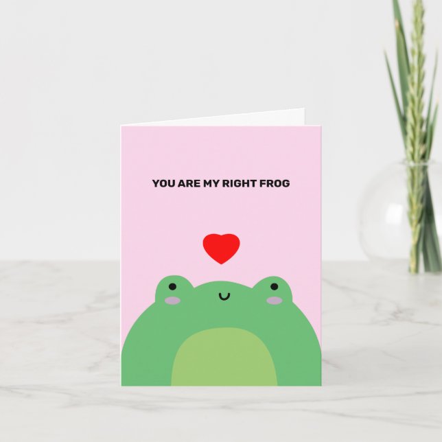Carte Cute Kawaii Frog Coeur Rouge M. Droite Toad Love (Devant)