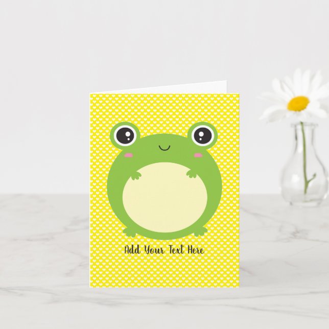 Carte Cute Kawaii Frog Texte personnalisé vide à l'intér (Petite plante)