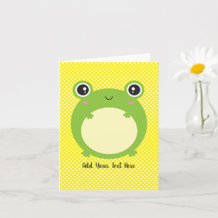 Carte Cute Kawaii Frog Texte personnalisé vide à l'intér