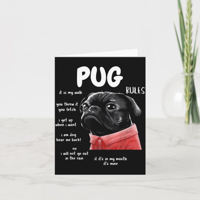 Carte Cute Kawaii Funny Black Pug Dog Rules Men Women Ki (Devant)