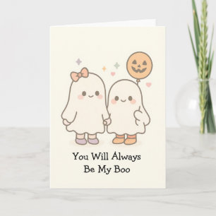 Carte Cute Kawaii Ghost Couple Halloween