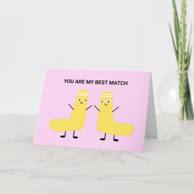 Carte Cute Kawaii Sock Couple Pun Valentine Amour (Devant)