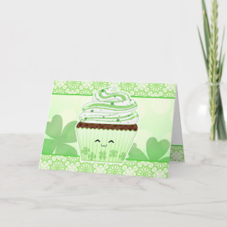 Carte Cute kawaii St Patricks day cupcake