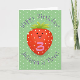 Carte Cute kawaii strawberry cartoon illustration