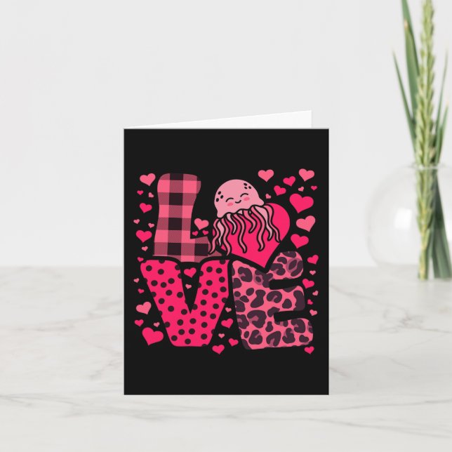 Carte Cute Kawaii Valentine Jellyfish Love Hearts Valent (Devant)