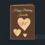 Carte Cute Khaki Watercolor Heart 13th Birthday<br><div class="desc">Cute Khaki Watercolor Heart 13th Birthday, a cute birthday design made for any granddaughter. If you're looking for some pretty granddaughter birthday cards, teenager birthday cards or thirteenth birthday cards, this one is for you. The design features some cute watercolor hearts, something attractive and beautiful, so, don't hesitate to personalize...</div>