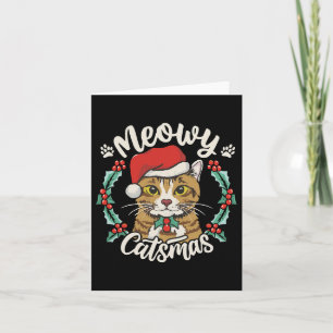 Carte Cute Kitten Chat Noël Santa Hat Meowy Catmas W