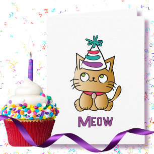 Carte Cute Kitten Funny Sweet Cat Cartoon Anniversaire