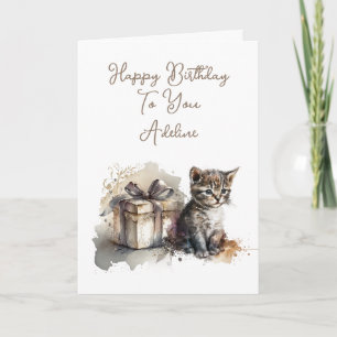 Carte Cute Kitten personnalisé et cadeau d'anniversaire