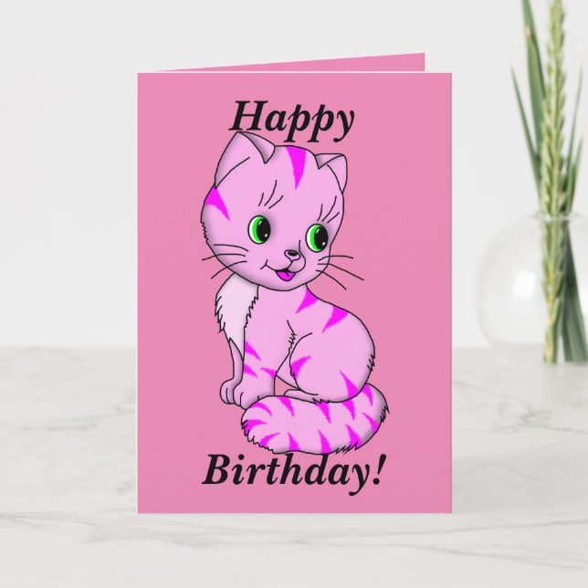 Carte Cute Kitten rose (Devant)