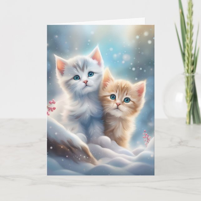 Carte Cute Kittens hiver Wonderland (Devant)