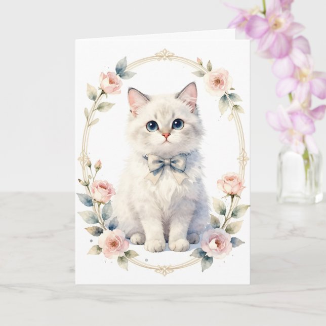 Carte cute kitty cat greeting card (Orchidée)