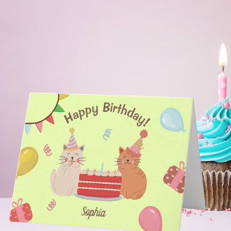 Carte Cute Kitty Cats fête d'anniversaire