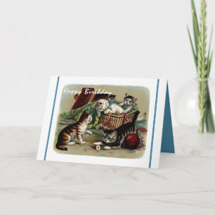 Carte Cute Kitty Chats Photo Vintage Joyeux Anniversaire