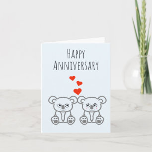 Carte Cute Koala Bear Couple-Happy Anniversaire