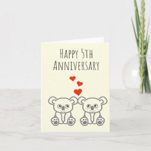 Carte Cute Koala Bear Couple-Happy Anniversary Card