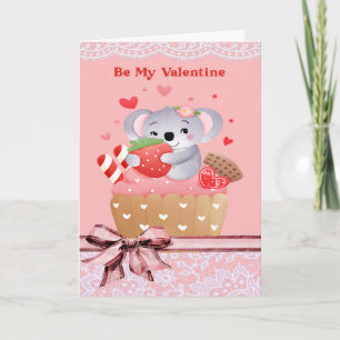Carte Cute Koala & Cupcake Valentine