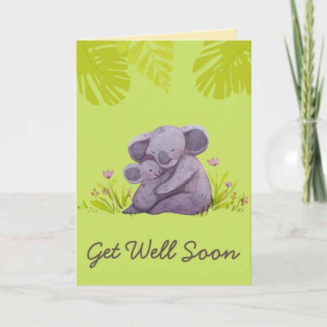 Carte Cute Koala et les encouragements Obtenez bien Cart (Devant)