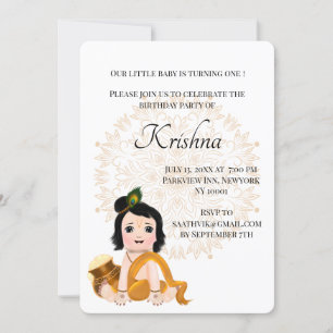 Carte Cute Krishna pour anniversaire - Baby Krishn