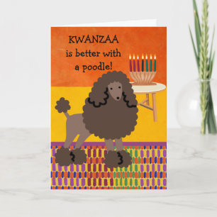 Carte Cute Kwanzaa est meilleur avec un chien de caniche