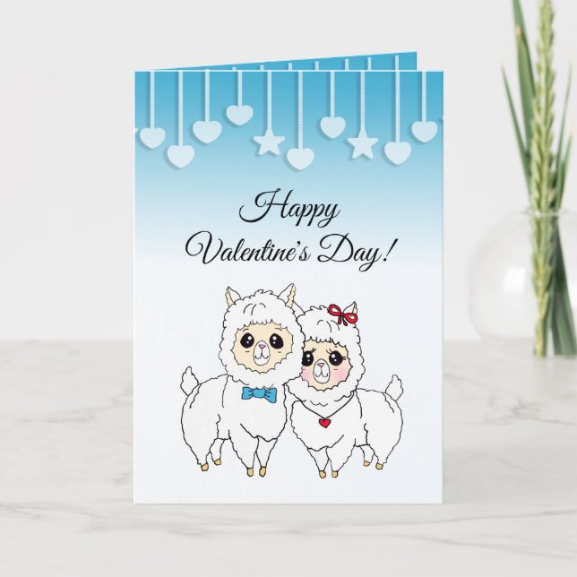Carte Cute Les Lamas Drôle Saint Valentin (Devant)
