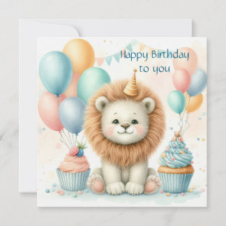 Carte Cute Lion birthday Personalize Custom