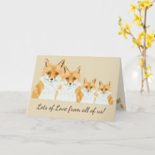 Carte Cute Little Red Fox - transparent sur beige.