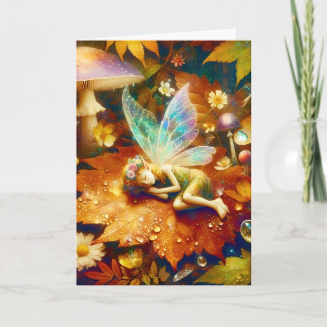 Carte Cute Little Whimsical Fairy Sleeping Blond (Devant)