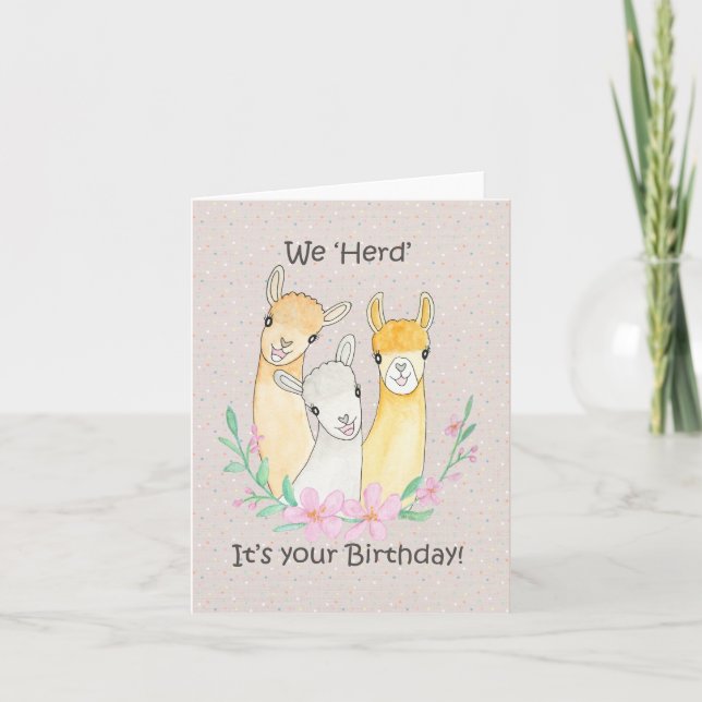 Carte Cute Llama Alpaca Funny Animal pun Anniversaire (Devant)