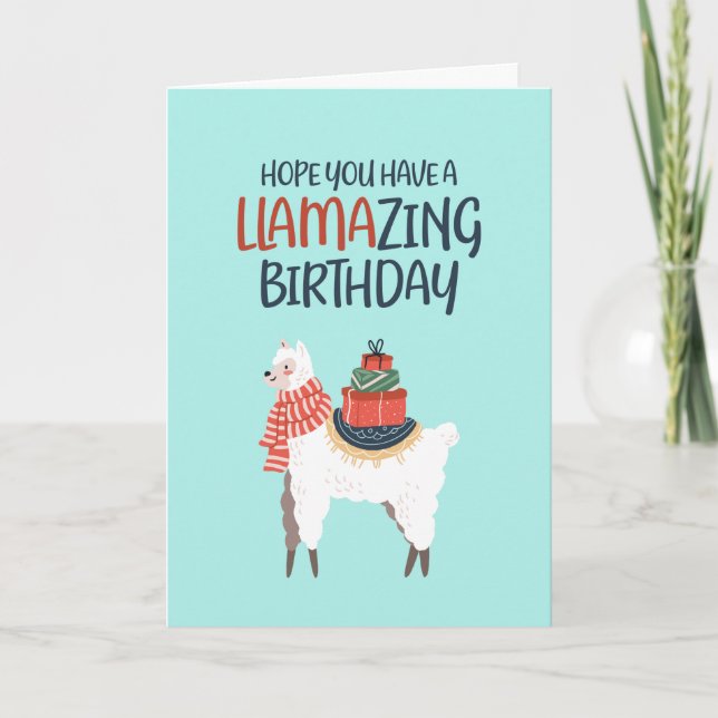 Carte Cute Llama Cartoon Pun Llamazing Amusant Anniversa (Devant)