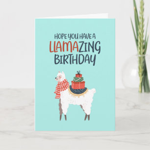 Carte Cute Llama Cartoon Pun Llamazing Amusant Anniversa