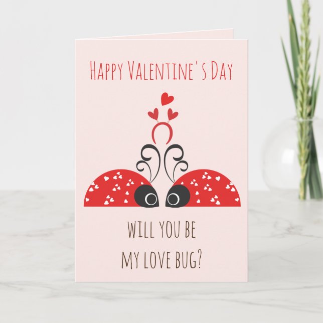 Carte Cute Love Bug - Whimsical Valentine's Day Card (Devant)