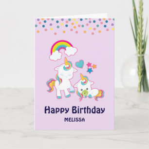 Carte Cute Mama & Baby Unicorn Magique Anniversaire