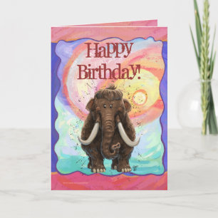 Carte Cute Mastodon Joyeux anniversaire