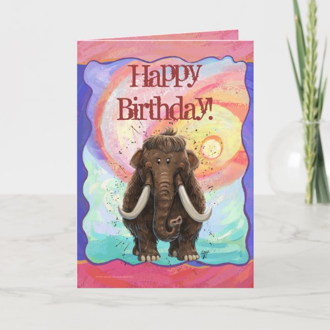 Carte Cute Mastodon Joyeux anniversaire (Devant)