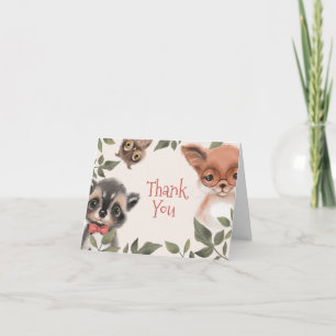 Carte Cute Merci des animaux de bois