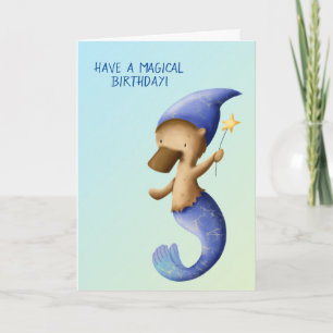 Carte Cute Mermaid Platypus Anniversaire